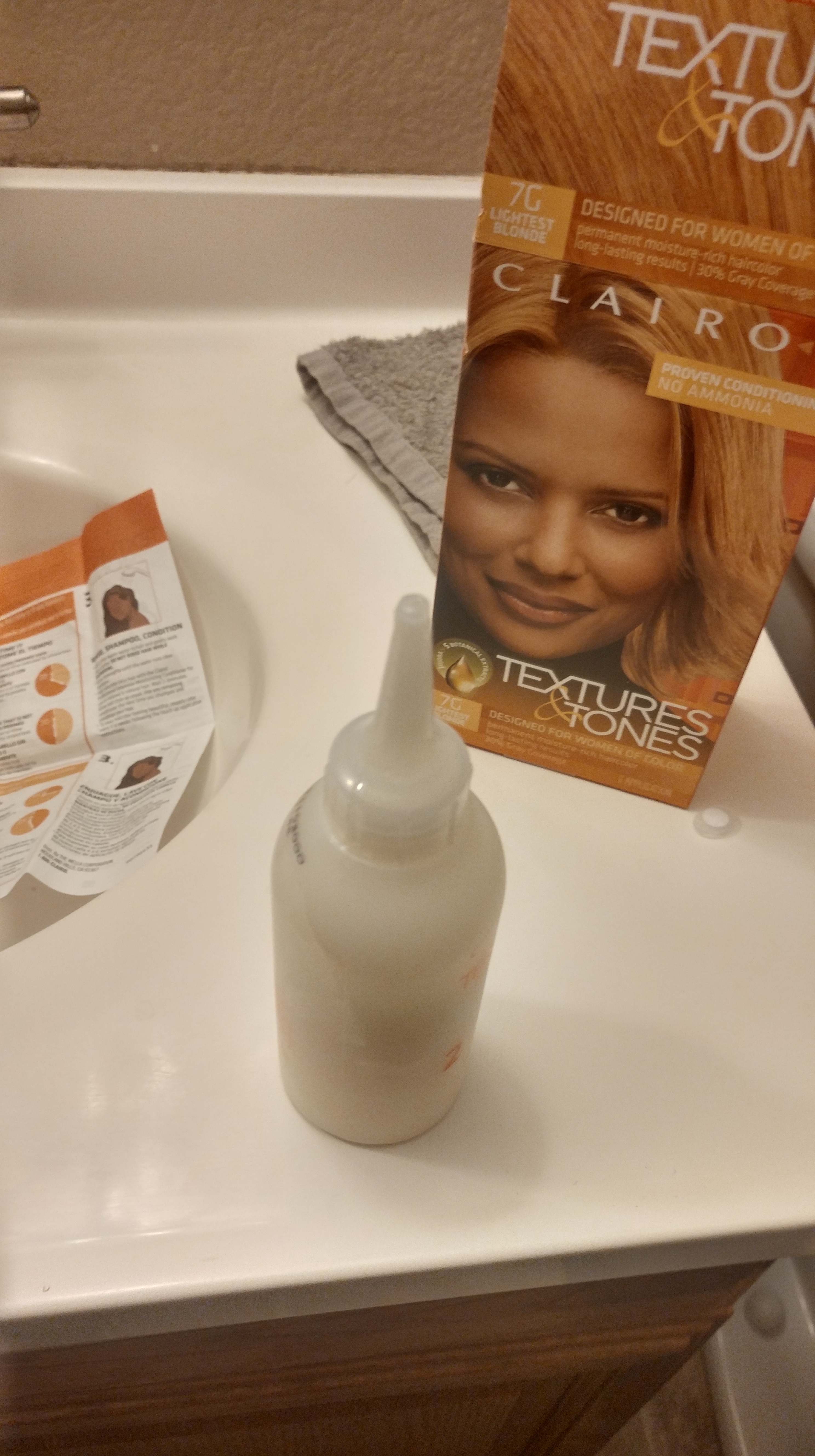 Clairol Textures and Tones #7G Lightest Blonde for African American hair.